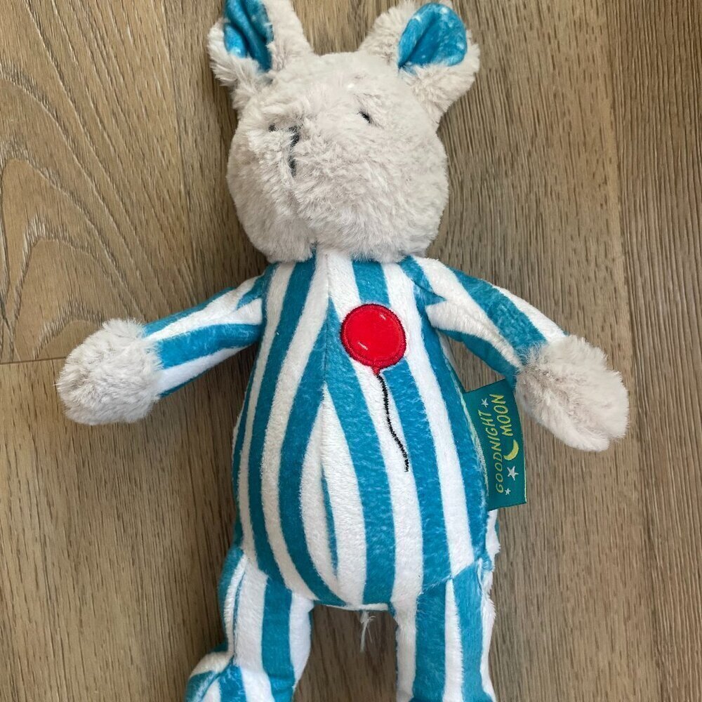 Kids Preferred Goodnight Moon Plush Gray Bunny Rabbit Red Balloon Blue White PJs